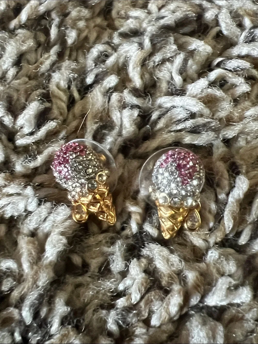 kate spade Gold-Tone Ice Cream Cone Stud Earrings with Pink & Silver Crystals